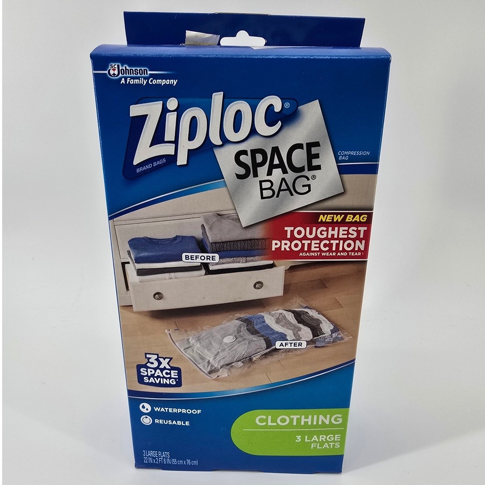 Ziploc Space Bag Compression Bags Unisex Large Clear 3 Pack Large Flats Clothing
